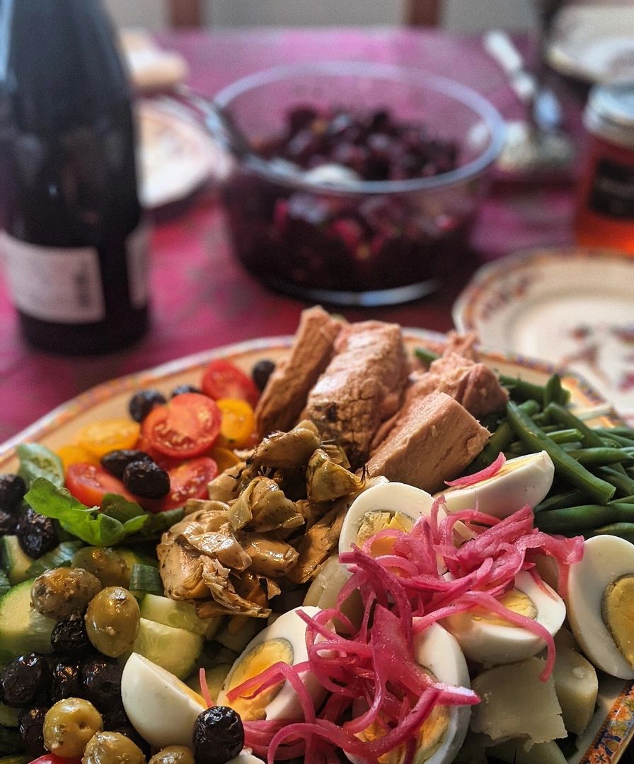Mediterranean spread with colorful platter