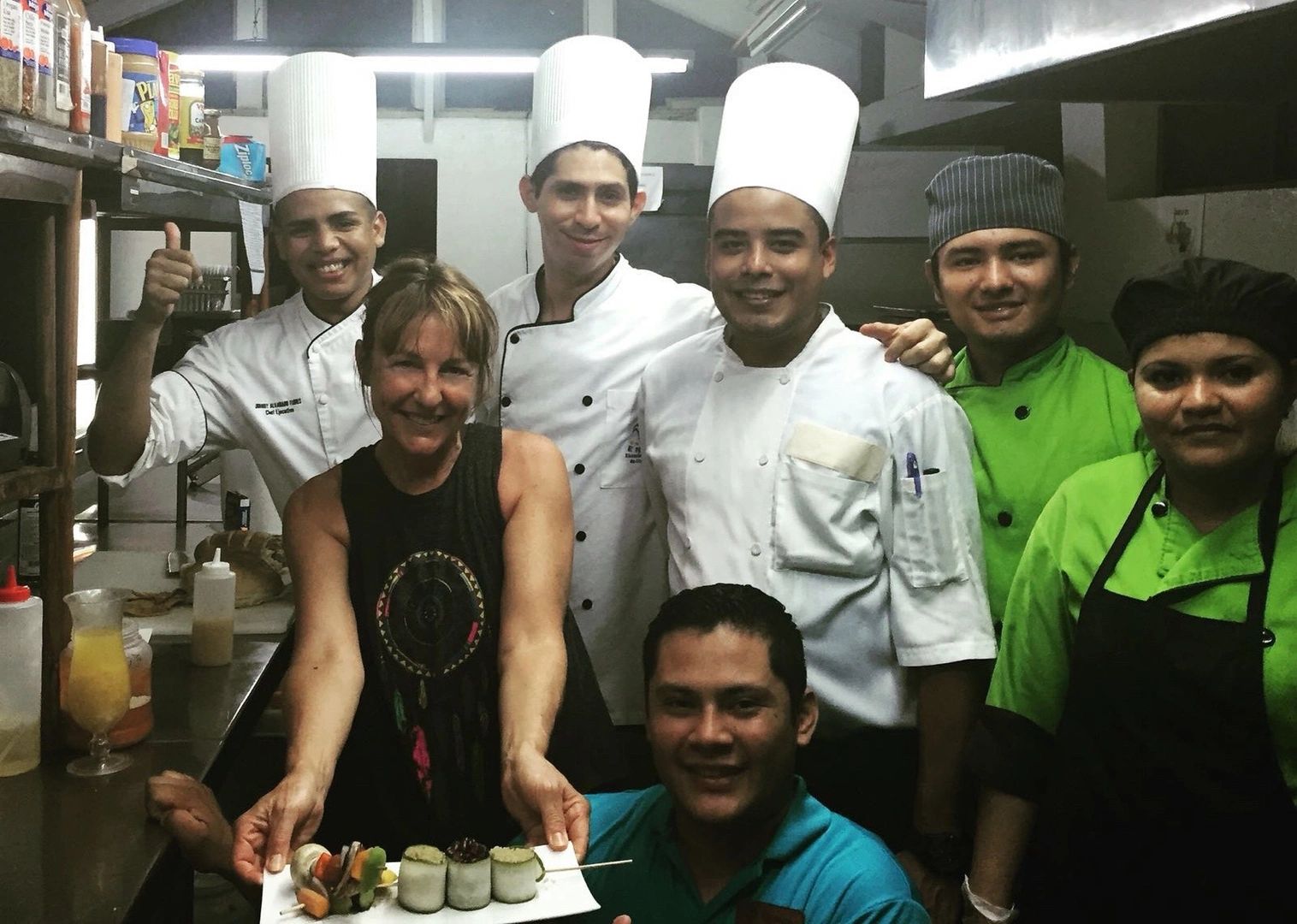 Chef Erika's culinary team in the kitchen